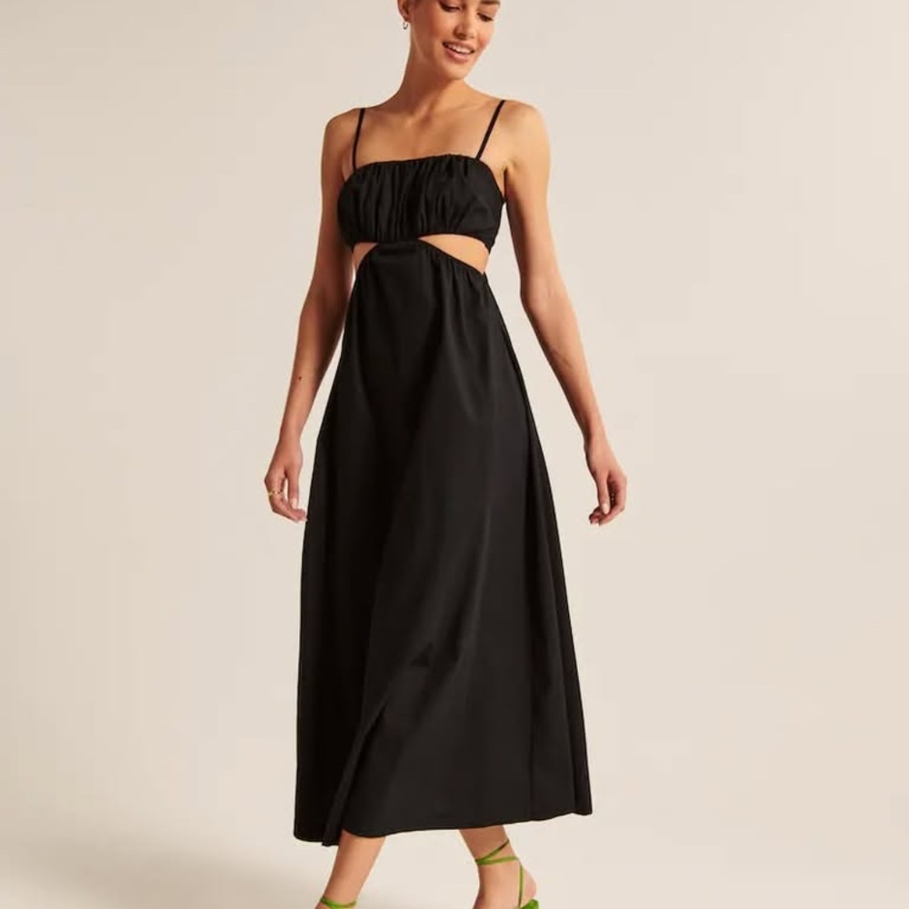 Black Cotton Cut Out Dress - Abercrombie